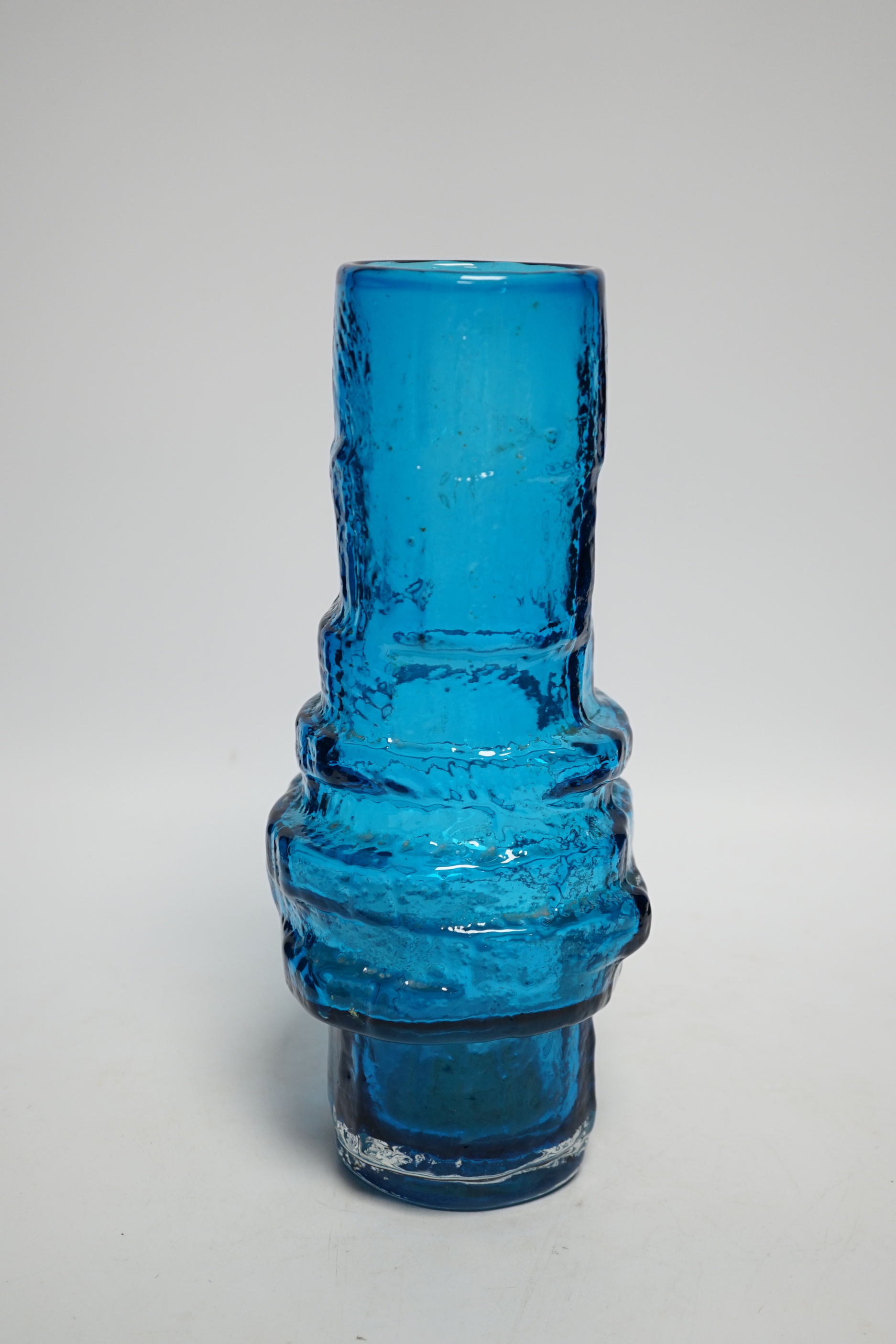 A Whitefriars ‘Hoop’ vase in kingfisher blue, 29cm high